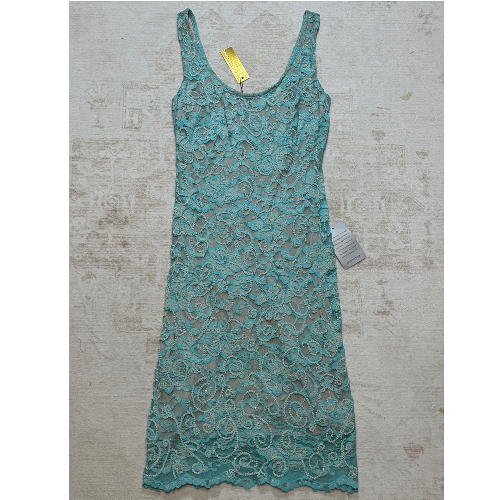 Alexia Admor Teal Floral Corded Lace Sequin Sheath Dress NWT Size S